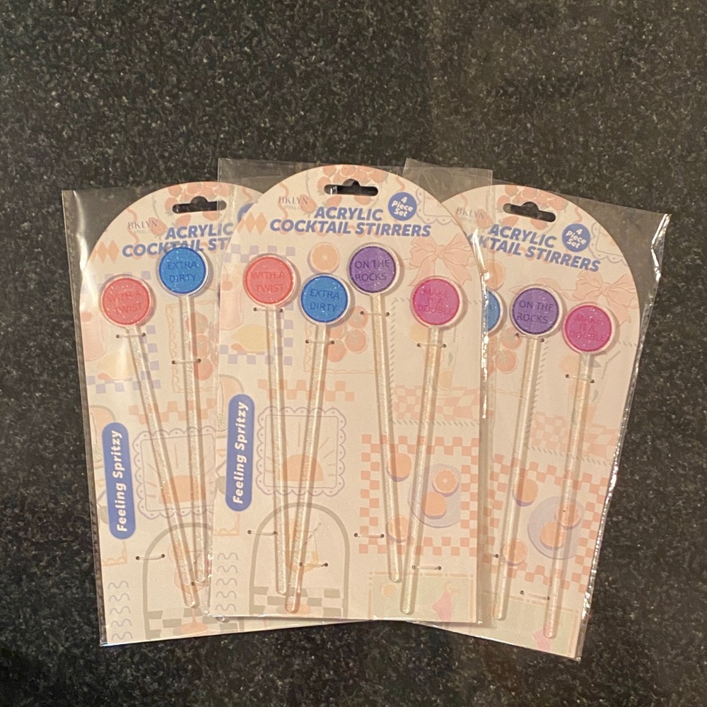 New! Sparkly Acrylic Cocktail Stirrers